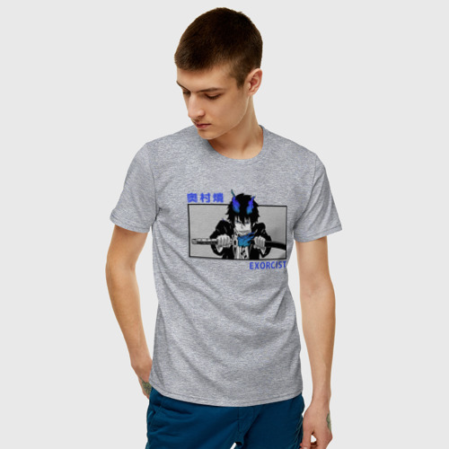 Мужская футболка с принтом Экзорцист Рин, фото на моделе #1