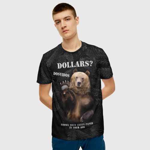 Мужская 3D футболка с принтом Доллары? досвидос, фото на моделе #1