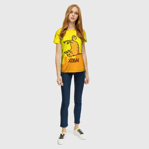 Женская 3D футболка с принтом Кот делает Хоба!, вид сбоку #3