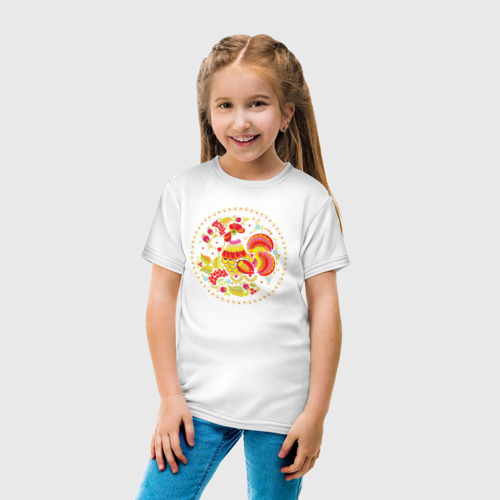 Детская футболка с принтом Хохломской Петух, вид сбоку #3