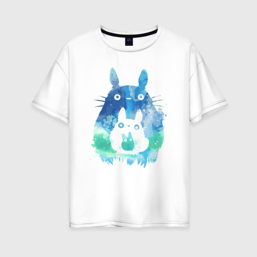 Женская футболка oversize с принтом Семья кроликов / Акварель, вид спереди #2