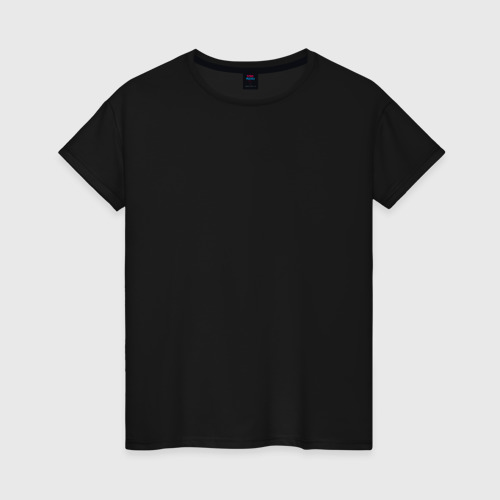 Женская футболка с принтом Черная базовая, вид спереди #2