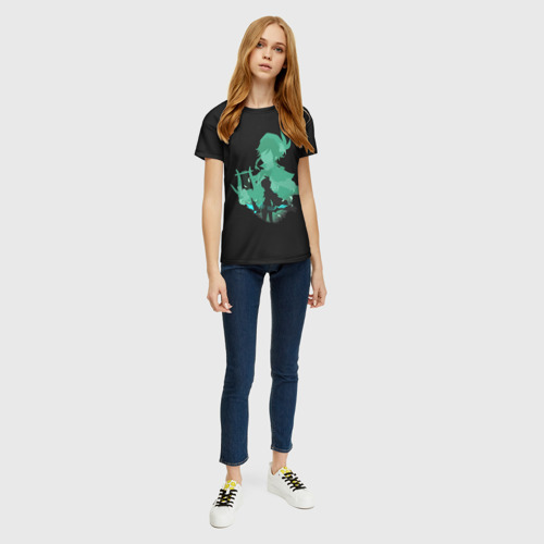 Женская 3D футболка с принтом Силуэт Венти, вид сбоку #3