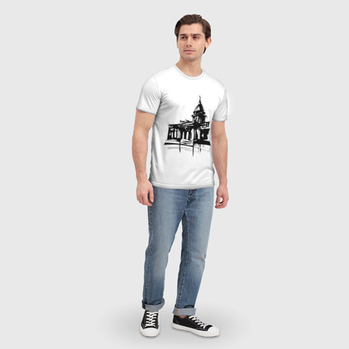 Мужская 3D футболка с принтом Исаакиевский собор в ночи, фото #4