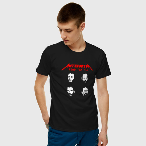 Мужская футболка с принтом Metallica / Литература: Толстой, фото на моделе #1