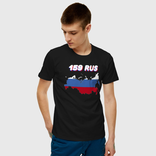 Мужская футболка с принтом Пермский край 159 регион, фото на моделе #1