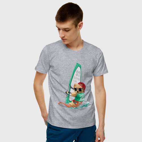 Мужская футболка с принтом МИШКА ВИНДСЕРФЕР | BEAR WINDSURFER, фото на моделе #1