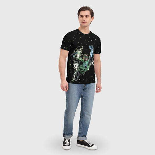 Мужская 3D футболка с принтом Космический защитник - Зеленый Фонарь, фото #4