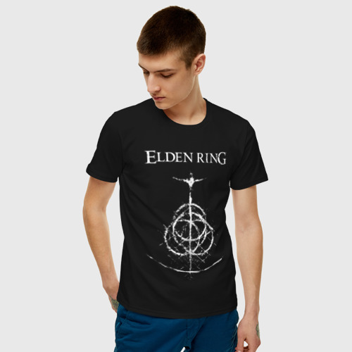 Мужская футболка с принтом КОЛЬЦА ЭЛДЕНА | БЕЛЫЕ | ELDEN RING, фото на моделе #1