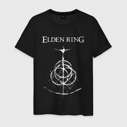 Мужская футболка с принтом КОЛЬЦА ЭЛДЕНА | БЕЛЫЕ | ELDEN RING, вид спереди #2