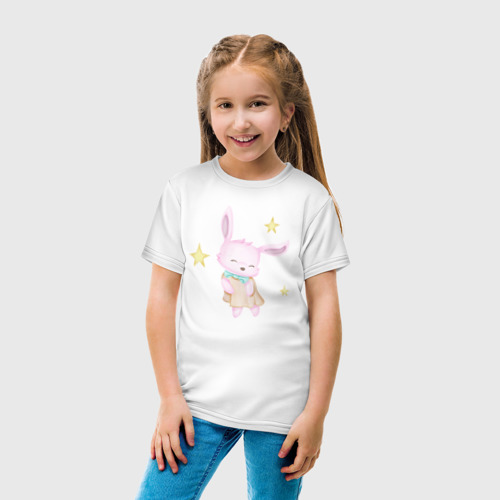 Детская футболка с принтом Милый Крольчонок Танцует Со Звёздами, вид сбоку #3