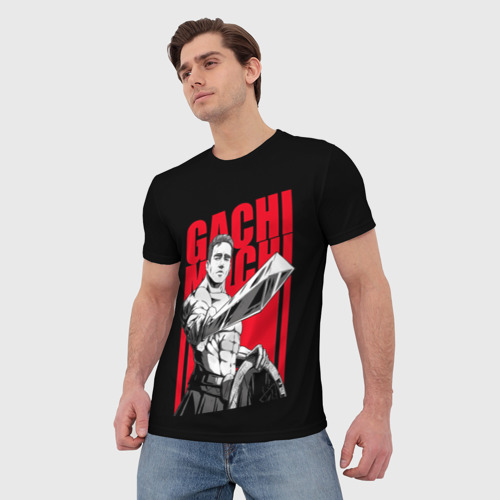 Мужская 3D футболка с принтом GACHIMUCHI WARRIOR | ГАЧИМУЧИ ВОИН, фото на моделе #1