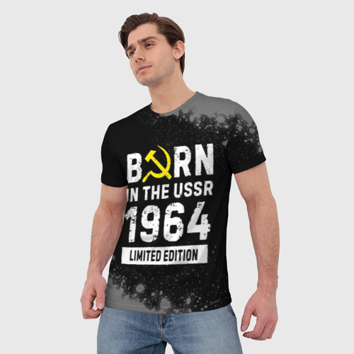 Мужская 3D футболка с принтом Born In The USSR 1964 year Limited Edition, фото на моделе #1