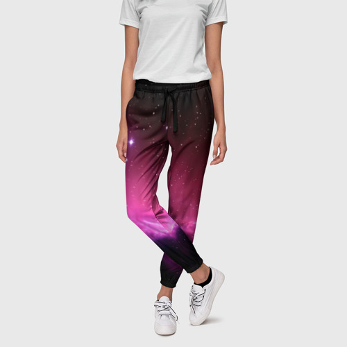 Женские брюки 3D с принтом Night Nebula, фото на моделе #1