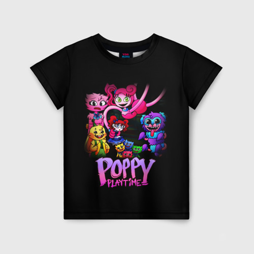 Детская 3D футболка с принтом POPPY PLAYTIME chapter 2 персонажи игры, вид спереди #2