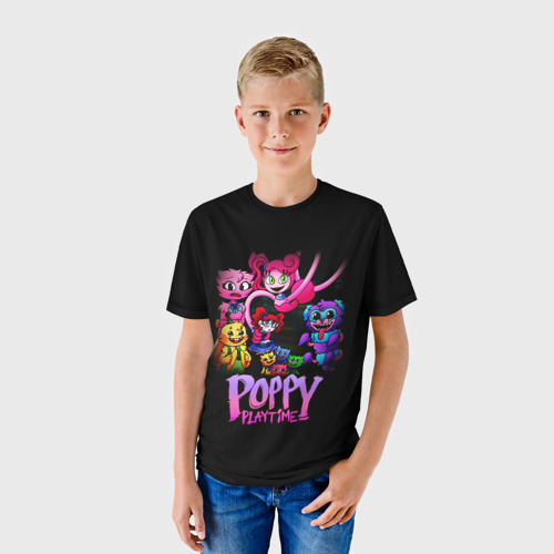 Детская 3D футболка с принтом POPPY PLAYTIME chapter 2 персонажи игры, фото на моделе #1