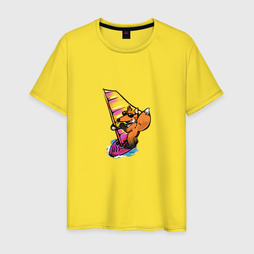 Мужская футболка с принтом Fox - windsurfer, вид спереди #2