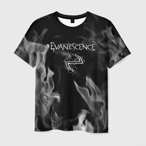 Мужская 3D футболка с принтом Evanescence - пламя, вид спереди #2