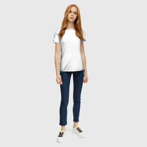 Женская 3D футболка с принтом Белая базовая 3, вид сбоку #3