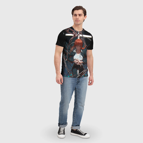 Мужская 3D футболка с принтом Человек-бензопила : Макима, вид сбоку #3