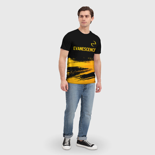 Мужская 3D футболка с принтом Evanescence - gold gradient: символ сверху, вид сбоку #3
