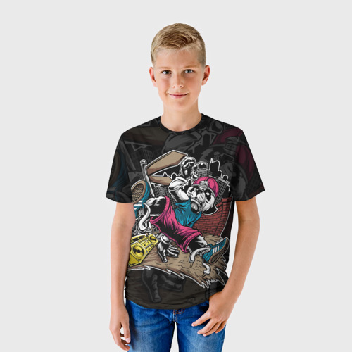 Детская 3D футболка с принтом Панда танцует Брейк-данс, фото на моделе #1