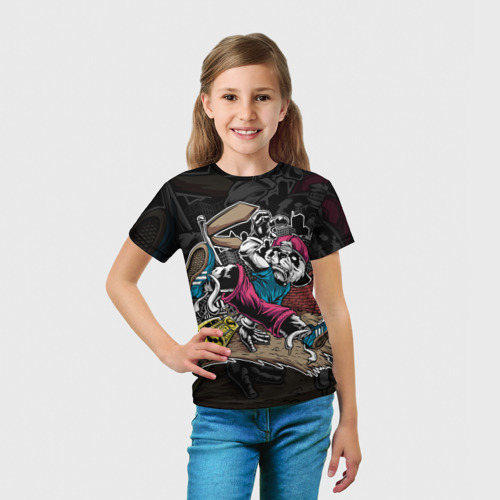 Детская 3D футболка с принтом Панда танцует Брейк-данс, вид сбоку #3