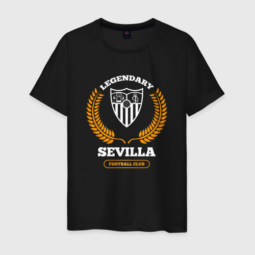 Мужская футболка с принтом Лого Sevilla и надпись legendary football club, вид спереди #2