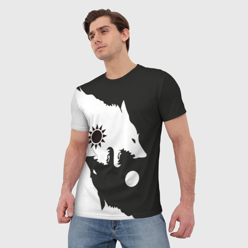 Мужская 3D футболка с принтом Волки инь и ян, фото на моделе #1