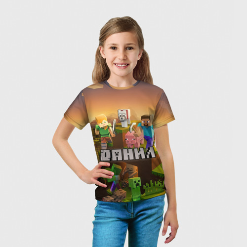 Детская 3D футболка с принтом Данил Minecraft, вид сбоку #3