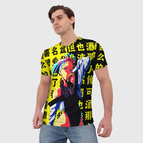 Мужская 3D футболка с принтом Люси из аниме Cyberpunk edgerunners, фото на моделе #1