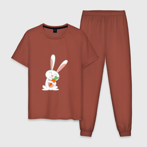 Мужская пижама хлопок с принтом Морковные обнимашки, вид спереди #2