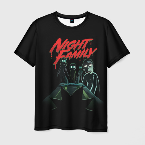 Мужская 3D футболка с принтом Night family Rick and Morty, вид спереди #2