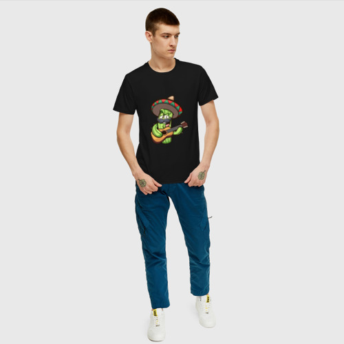 Мужская футболка с принтом Кактус - Мексиканец, вид сбоку #3