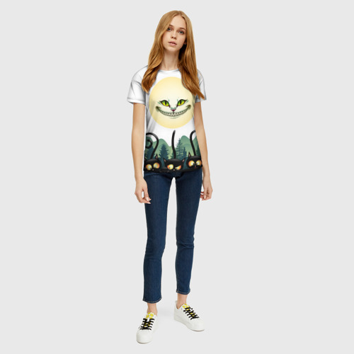 Женская 3D футболка с принтом Лесные коты, вид сбоку #3