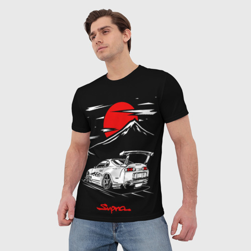 Мужская 3D футболка с принтом Тойота супра - JDM Style, фото на моделе #1