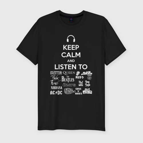 Мужская футболка премиум с принтом Слушай рок, вид спереди #2