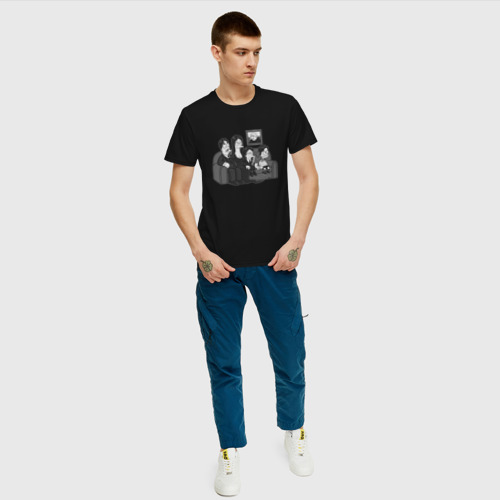 Мужская футболка с принтом Addams x Simpsons, вид сбоку #3