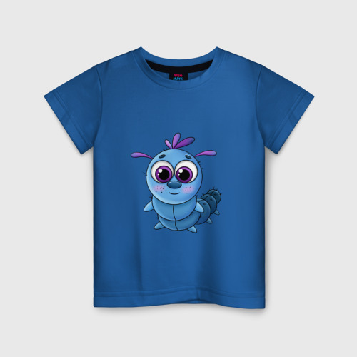 Детская футболка с принтом Милая голубая гусеница, вид спереди #2